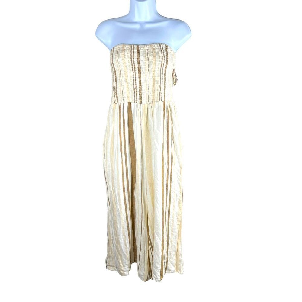 Ripcurl Sol Linen Smocked Cropped Jumpsuit - Picture 3 of 13